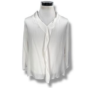 Escada Nerine Silk Blouse Top Women’s 40 Off-White Long Sleeve Luxury Casual
